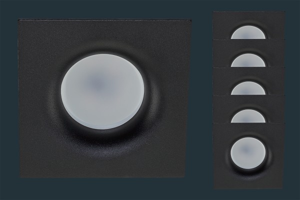 5er Set LED Einbaustrahler CURVED, eckig, schwarz