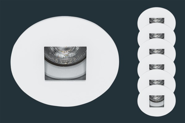6er Set LED Einbaustrahler SQUARE, rund, weiß