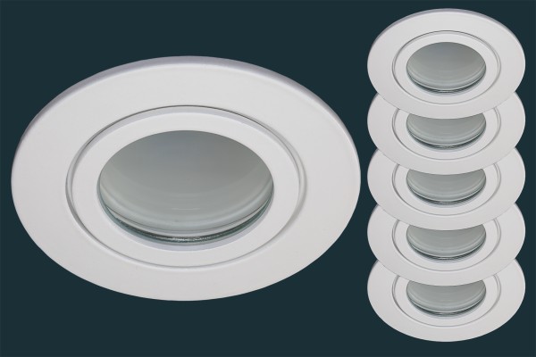 5er Set LED Einbaustrahler FLAT DIM IP44 120, weiß