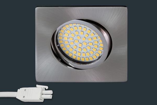 Ultra Flach LED Einbaustrahler 230V, eckig, matt chrom