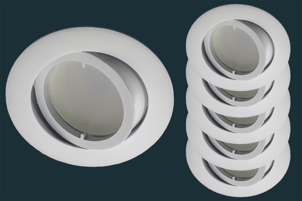 5er Set LED Einbaustrahler flach FLAT DIM 120, weiß