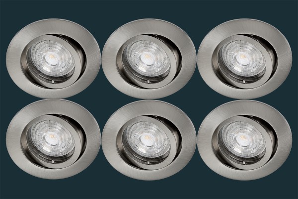 6er Set LED Einbaustrahler Osram Superstar, matt chrom