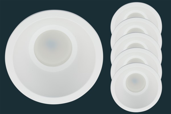 5er Set LED Einbaustrahler CONE DIM 120, blendfrei, weiß
