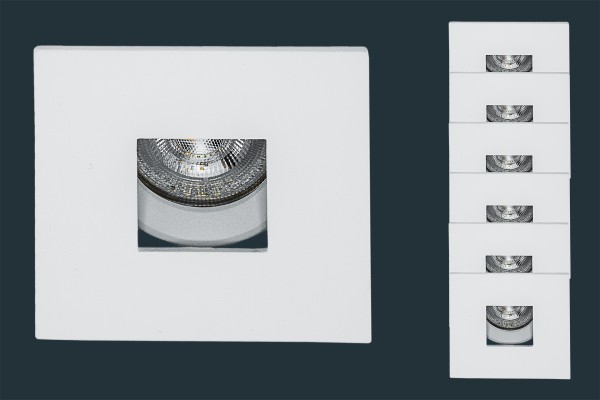 6er Set LED Einbaustrahler SQUARE, eckig, weiß