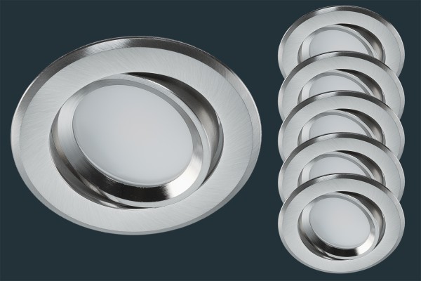 10er Set LED Einbaustrahler BEAM 100°, breitstrahlend, matt-chrom