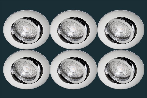6er Set LED Einbaustrahler Osram Superstar, chrom blank