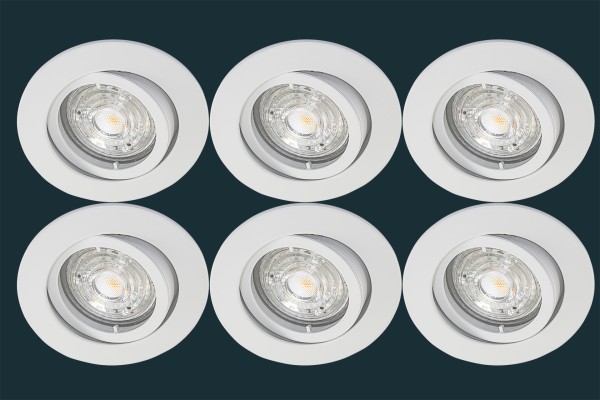 6er Set LED Einbaustrahler Osram Superstar, weiß