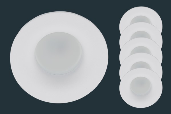5er Set LED Einbaustrahler CURVED, rund, weiß