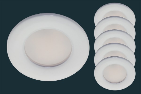 5er Set LED Einbaustrahler FLOOD IP44, rund, weiß