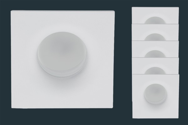 5er Set LED Einbaustrahler CURVED, eckig, weiß