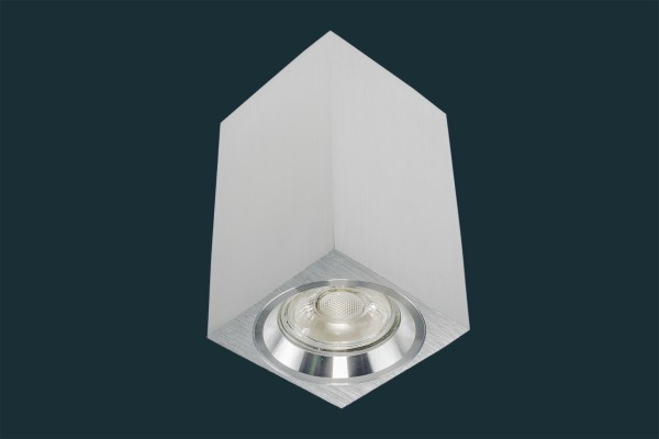 LED Aufbaustrahler 7W GU10 230 Volt, dimmbar eckig, aluminium